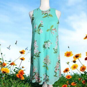 Tommy Hilfiger Mint Floral Swing Dress Sleeveless Chiffon Women's Size 2